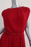Saint Laurent Dress Red Pleated Washed Silk Georgette Size 40 Studded-Waist Mini available at CelebrityOwned.com img_3
