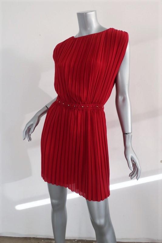 open lace back dress Saint Laurent Dress Red Pleated Washed Silk Georgette Size 40 Studded- –  Celebrity Owned