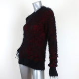 Saint Laurent Grunge Sweater Black/Red Fuzzy Knit Size Small Crewneck Pullover available at CelebrityOwned.com img_2