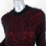 Saint Laurent Grunge Sweater Black/Red Fuzzy Knit Size Small Crewneck Pullover available at CelebrityOwned.com img_3