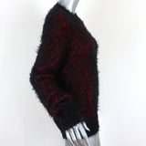 Saint Laurent Grunge Sweater Black/Red Fuzzy Knit Size Small Crewneck Pullover available at CelebrityOwned.com img_4