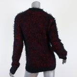 Saint Laurent Grunge Sweater Black/Red Fuzzy Knit Size Small Crewneck Pullover available at CelebrityOwned.com img_5