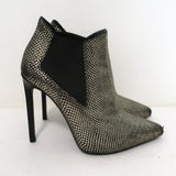 Saint Laurent Paris Pointed Toe Booties Gold Snake-Print Leather Size 35.5 available at CelebrityOwned.com img_2