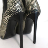 Saint Laurent Paris Pointed Toe Booties Gold Snake-Print Leather Size 35.5 available at CelebrityOwned.com img_9