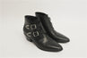Saint Laurent Studded Double Monk Ankle Boots Black Leather Size 36