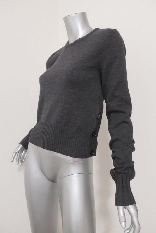Saint Laurent Sweater Charcoal Size 38 Side-Button Pullover available at CelebrityOwned.com img_2