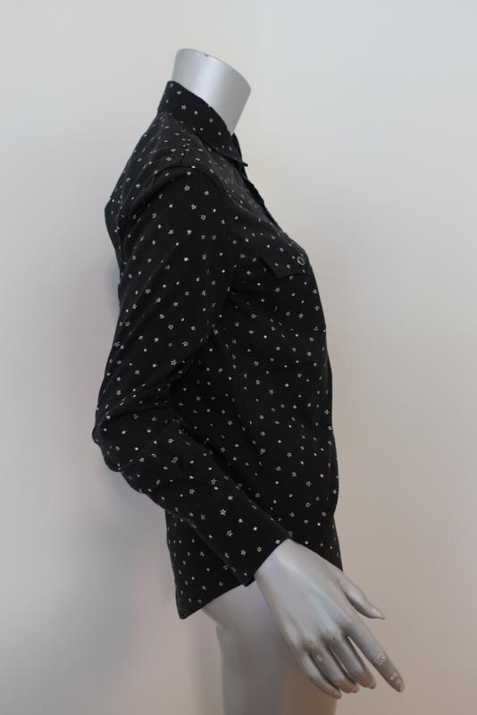 Saint Laurent Western Shirt Black Star Print Cotton Size Small Long Sleeve Top available at CelebrityOwned.com img_2