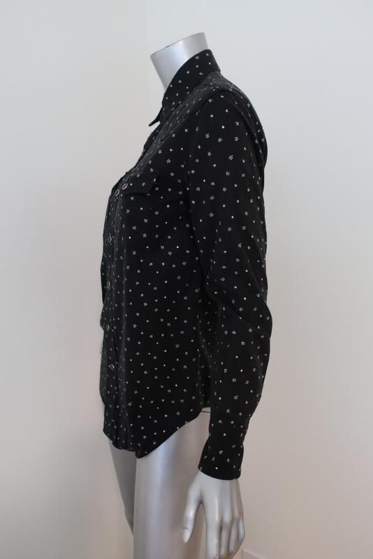 Saint Laurent Western Shirt Black Star Print Cotton Size Small Long Sleeve Top available at CelebrityOwned.com img_4