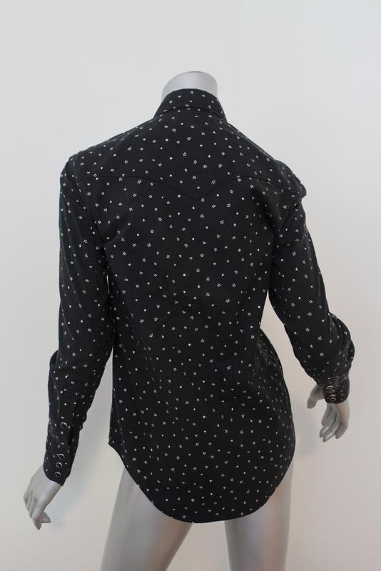 Saint Laurent Western Shirt Black Star Print Cotton Size Small Long Sleeve Top available at CelebrityOwned.com img_5