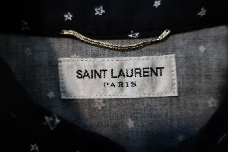 Saint Laurent Western Shirt Black Star Print Cotton Size Small Long Sleeve Top available at CelebrityOwned.com img_8