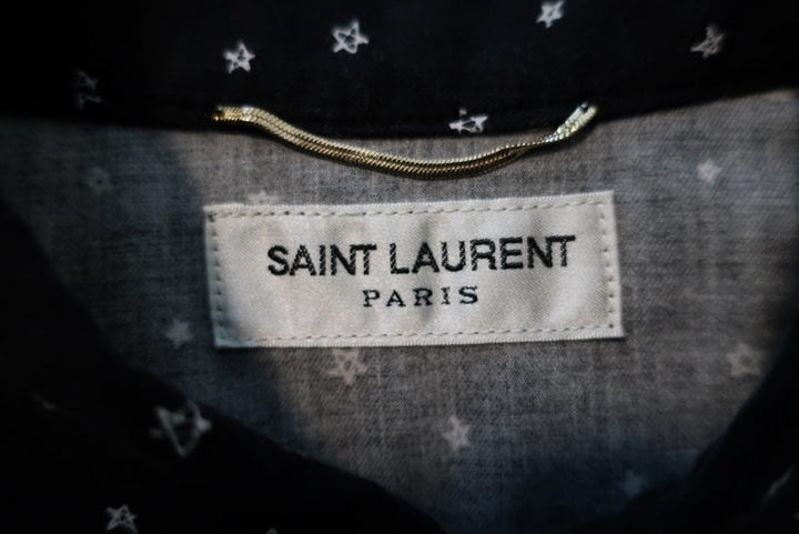 Saint Laurent Western Shirt Black Star Print Cotton Size Small Long Sleeve Top available at CelebrityOwned.com img_8