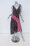 Saloni Dress Aggie Navy/Pink Printed Ruffled Silk Size US 2 Sleeveless Midi
