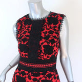 Saloni Dress Trudi B Red/Black Grommet-Trim Floral-Embroidered Size US 8 available at CelebrityOwned.com img_2