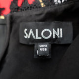 Saloni Dress Trudi B Red/Black Grommet-Trim Floral-Embroidered Size US 8 available at CelebrityOwned.com img_6