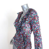 Saloni Ruffled Wrap Top Iman Multicolor Printed Silk Size 2 Long Sleeve Blouse available at CelebrityOwned.com img_3