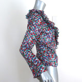 Saloni Ruffled Wrap Top Iman Multicolor Printed Silk Size 2 Long Sleeve Blouse available at CelebrityOwned.com img_4