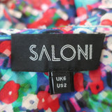 Saloni Ruffled Wrap Top Iman Multicolor Printed Silk Size 2 Long Sleeve Blouse available at CelebrityOwned.com img_6