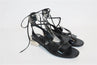 Salvatore Ferragamo Lace-Up Sandals Glorja Black Croc-Effect Leather Size 7.5