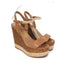 Salvatore Ferragamo Wicker Espadrille Wedge Sandals Marlene Tan Leather Size 6.5