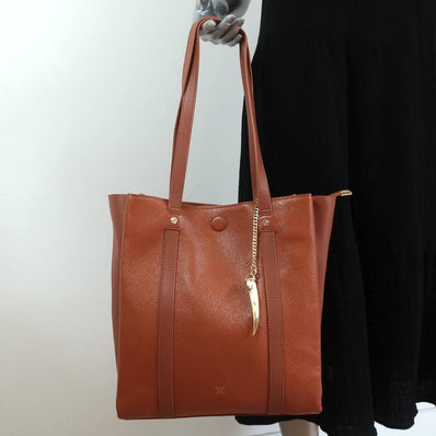 Sancia Marisa Tote Cognac Leather Extra Large Shoulder Bag available at CelebrityOwned.com img_1