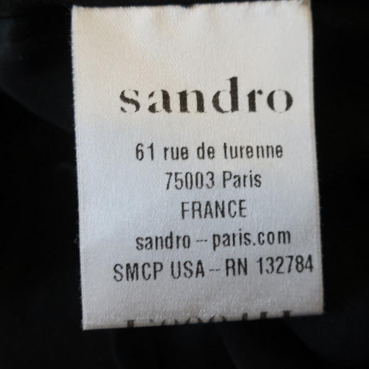 Sandro Blouse Black Pearl &amp; Crystal-Embellished Silk Size 1 Short Sleeve Top available at CelebrityOwned.com img_9