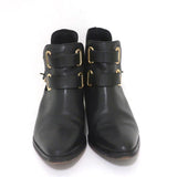 Sandro Double Buckle Ankle Boots Black Leather Size 37 Pointed Toe Booties available at CelebrityOwned.com img_4