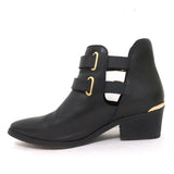 Sandro Double Buckle Ankle Boots Black Leather Size 37 Pointed Toe Booties available at CelebrityOwned.com img_7