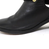 Sandro Double Buckle Ankle Boots Black Leather Size 37 Pointed Toe Booties available at CelebrityOwned.com img_8