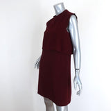 Sandro Mini Dress Burgundy Layered Crepe Size 3 Sleeveless Shift available at CelebrityOwned.com img_2