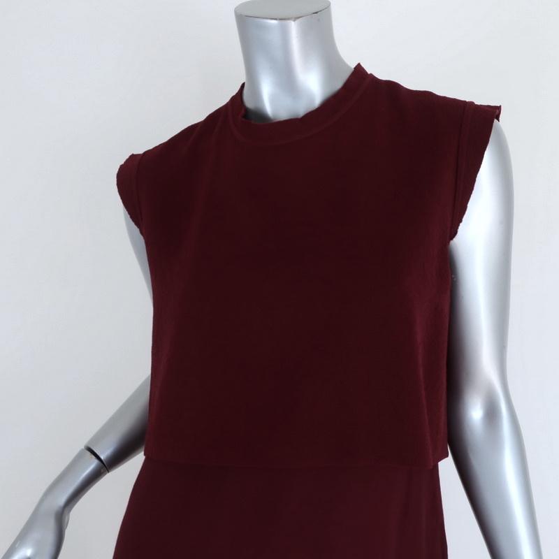 Sandro Mini Dress Burgundy Layered Crepe Size 3 Sleeveless Shift available at CelebrityOwned.com img_3