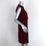 Sandro Mini Dress Burgundy Layered Crepe Size 3 Sleeveless Shift available at CelebrityOwned.com img_4