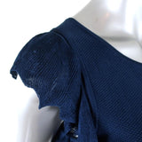 Sandro Top Kaili Navy Knit Size 2 Flutter Sleeve Blouse available at CelebrityOwned.com img_2