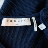 Sandro Top Kaili Navy Knit Size 2 Flutter Sleeve Blouse available at CelebrityOwned.com img_6