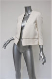 Sandro Volonte Zip Hem Blazer Cream Wool-Blend Size 38 Open Front Jacket available at CelebrityOwned.com img_3