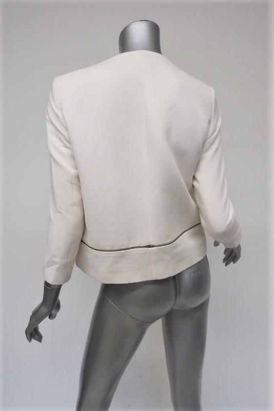 Sandro Volonte Zip Hem Blazer Cream Wool-Blend Size 38 Open Front Jacket available at CelebrityOwned.com img_4