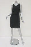 Sari Gueron Dress Black Ruffle-Trim Silk Crepe Size 4 Sleeveless Shift available at CelebrityOwned.com img_1