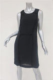 Sari Gueron Dress Black Ruffle-Trim Silk Crepe Size 4 Sleeveless Shift available at CelebrityOwned.com img_2