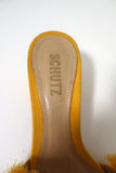 Schutz Elza Fringe Sandals Marigold Suede Size 6 Mid-Heel Slides NEW available at CelebrityOwned.com img_8