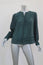 Sea Blouse Azzedine Forest Green Embroidered Crepe Size 4 Long Sleeve Top