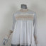 See By Chloe High Neck Blouse Cream Smocked Crepe Size 38 Long Sleeve Top