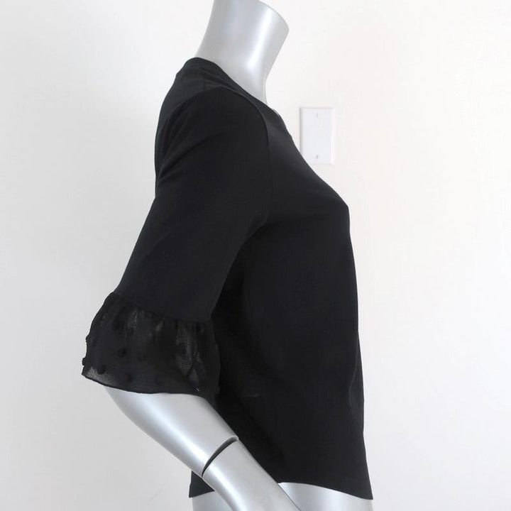 See by Chloe Bell Sleeve Tee Black Cotton &amp; Polka Dot Chiffon Size Extra Small available at CelebrityOwned.com img_4