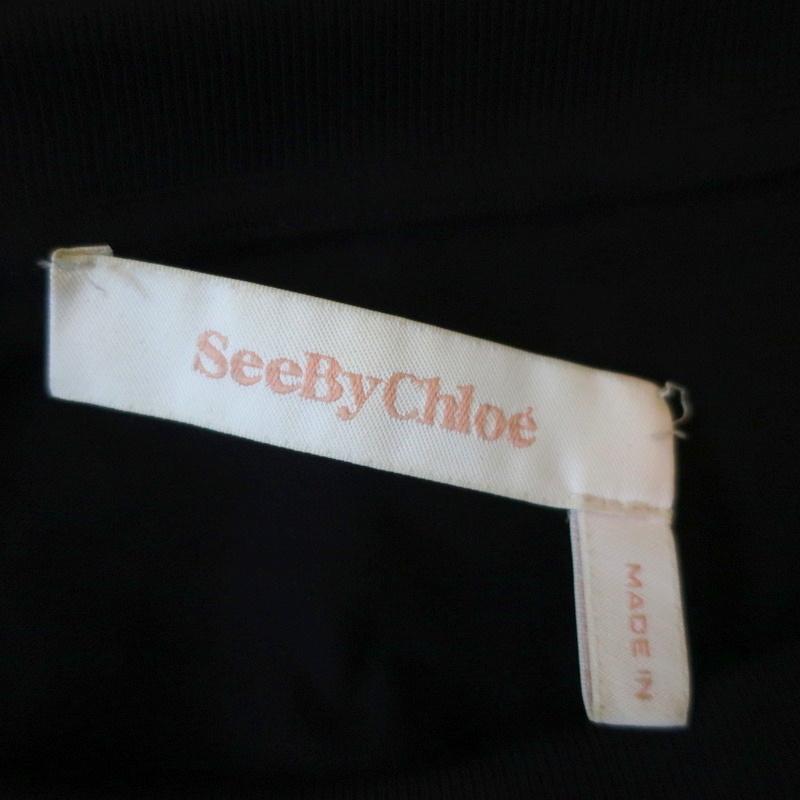 See by Chloe Bell Sleeve Tee Black Cotton &amp; Polka Dot Chiffon Size Extra Small available at CelebrityOwned.com img_6