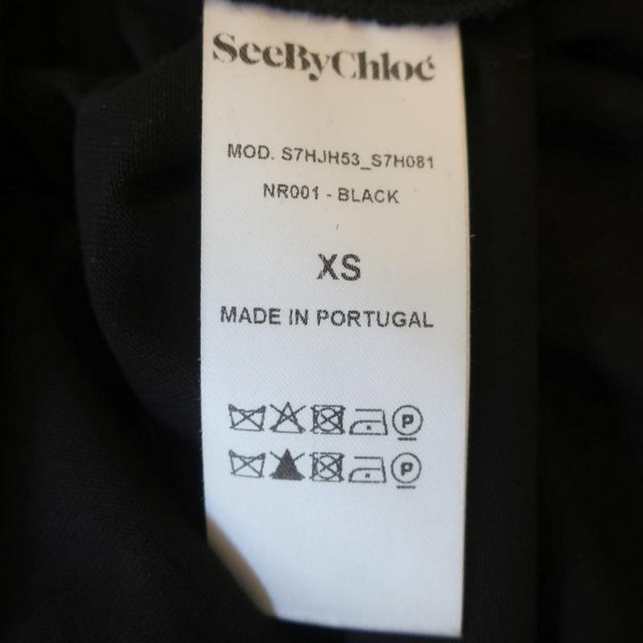 See by Chloe Bell Sleeve Tee Black Cotton &amp; Polka Dot Chiffon Size Extra Small available at CelebrityOwned.com img_7