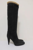 Sergio Rossi Chain-Embellished Knee High Boots Black Suede Size 36 Platform Heel available at CelebrityOwned.com img_2