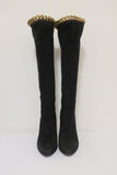 Sergio Rossi Chain-Embellished Knee High Boots Black Suede Size 36 Platform Heel available at CelebrityOwned.com img_4