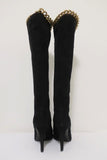 Sergio Rossi Chain-Embellished Knee High Boots Black Suede Size 36 Platform Heel available at CelebrityOwned.com img_8
