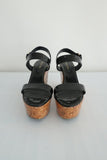 Sergio Rossi Coated Cork Platform Wedge Sandals Black Patent Leather Size 40 available at CelebrityOwned.com img_8