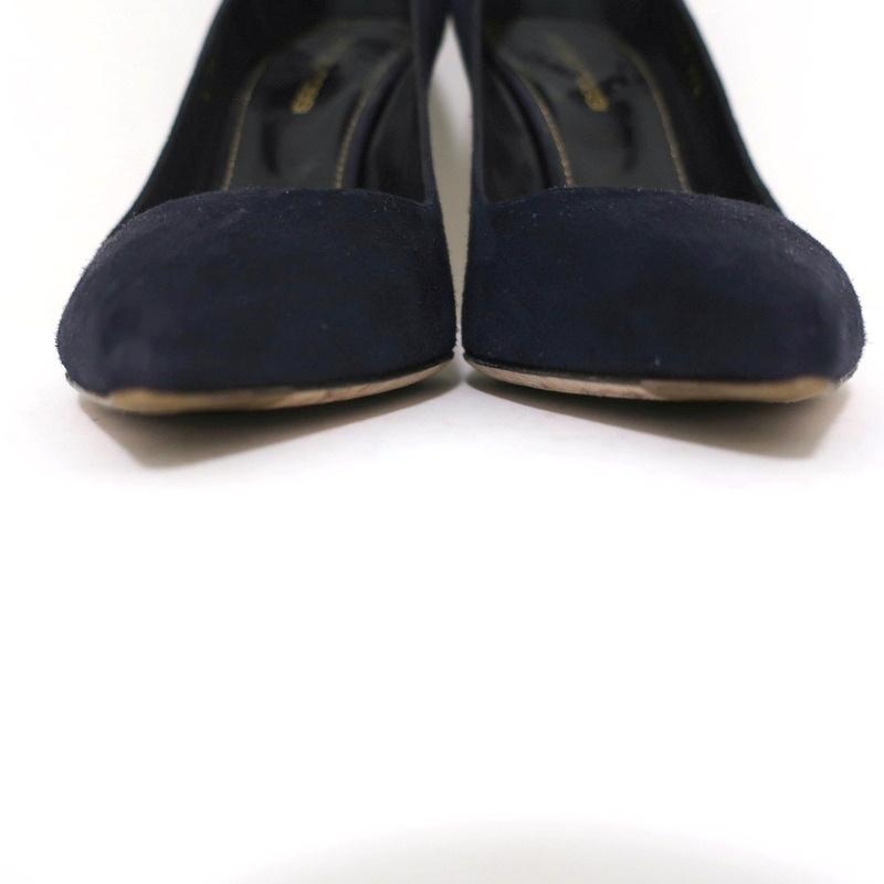 Sergio Rossi Godiva Pumps Navy Suede Size 37.5 Pointed Toe Heels available at CelebrityOwned.com img_4