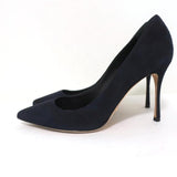 Sergio Rossi Godiva Pumps Navy Suede Size 37.5 Pointed Toe Heels available at CelebrityOwned.com img_5