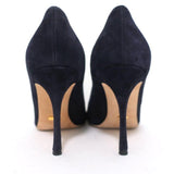 Sergio Rossi Godiva Pumps Navy Suede Size 37.5 Pointed Toe Heels available at CelebrityOwned.com img_7